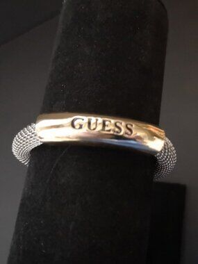 Guess Two Tone Design w/ Silver Tone Mesh Band & Gold Tone Metal Plate